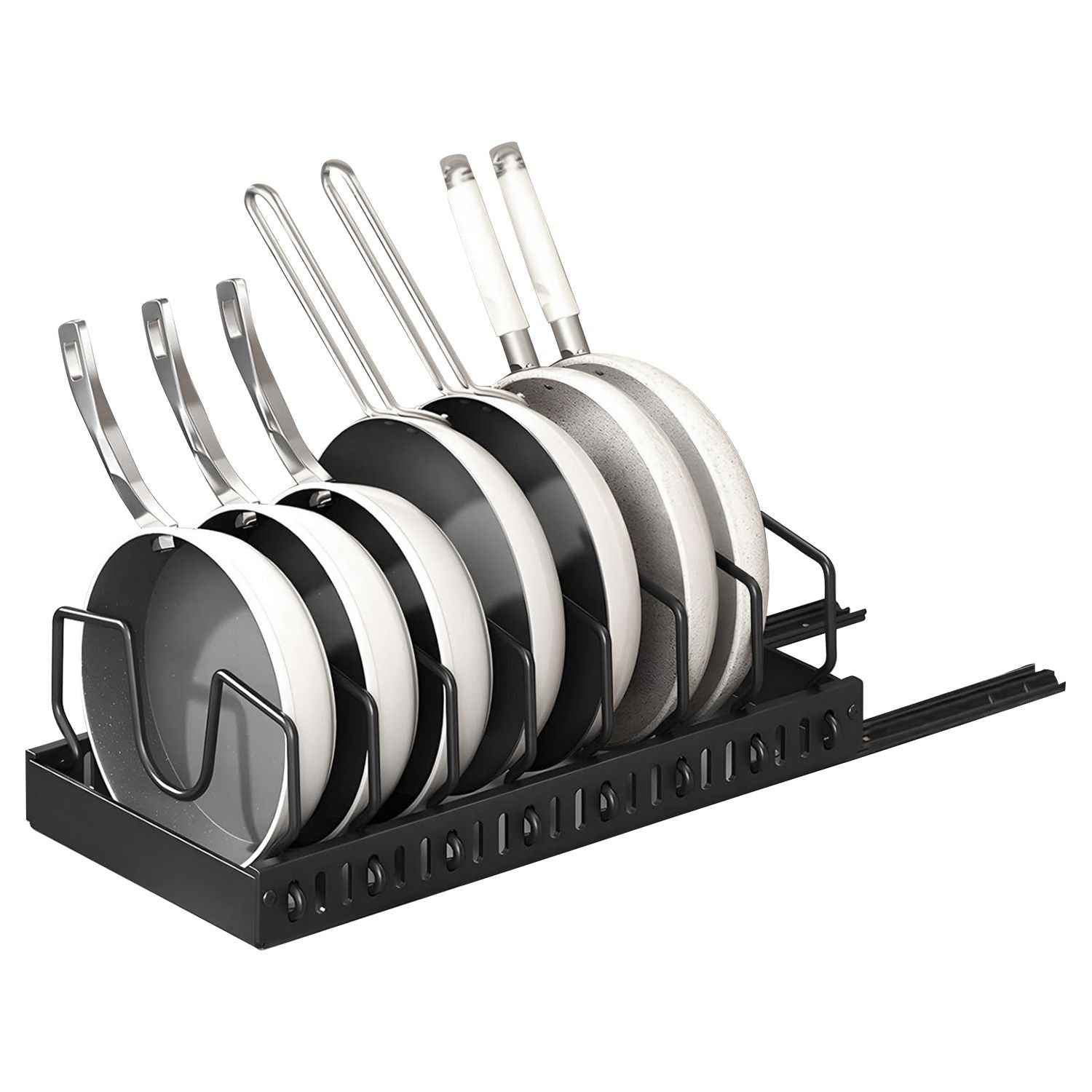 Pull Out Pots And Pans Organizer Under Cabinet With 8 Adjustable Dividers Rustproof Carbon Steel Sliding Pots Holder For Kitchen Cookware Bakeware Pots Lids Storage